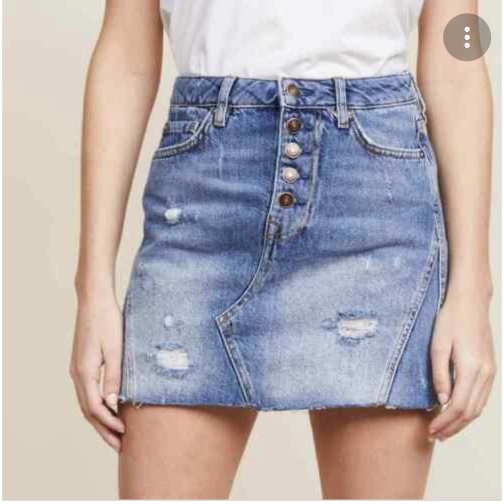 Free People Denim High Waisted Cutoff Mini Skirt Women size 28 - Picture 11 of 11